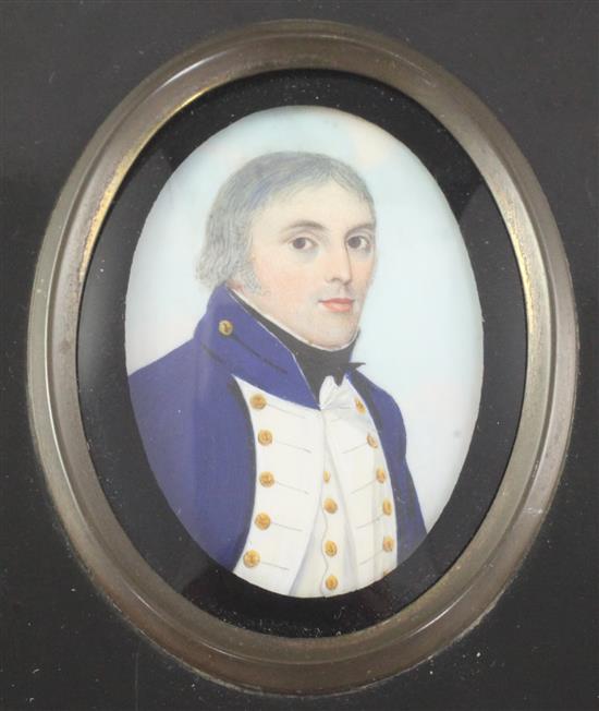 Frederick Buck (1771-1839) Miniature of a naval officer 2.25 x 1.75in.